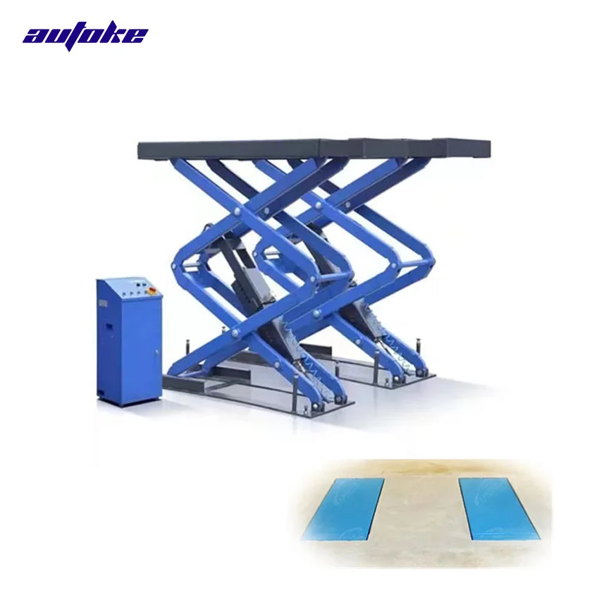 AUTOKE In-ground 4000kg Scissor Car Lifts scissor auto lift electric lock full rise hydraulic scissor car lift for car repair