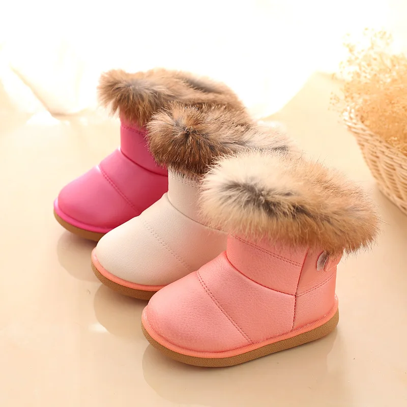 Cold-Proof Keep Warm Kids Snow Long Boots Outdoor Fun Play Cotton Flannel Children Leather Winter Boots
