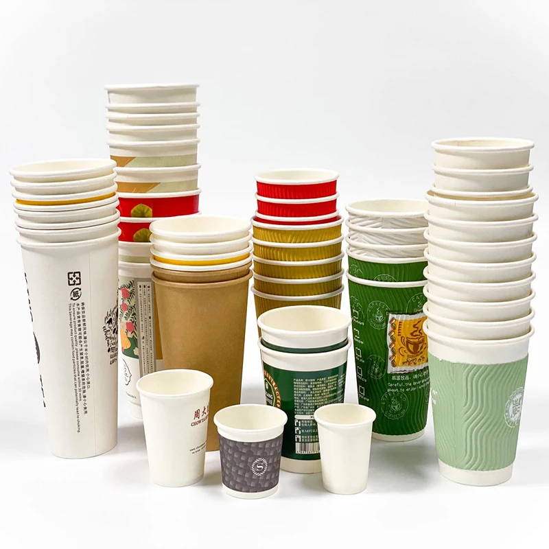 Custom take Away reusable Cup Disposable single Wall white Paper insulated Coffee Cups with sleeves