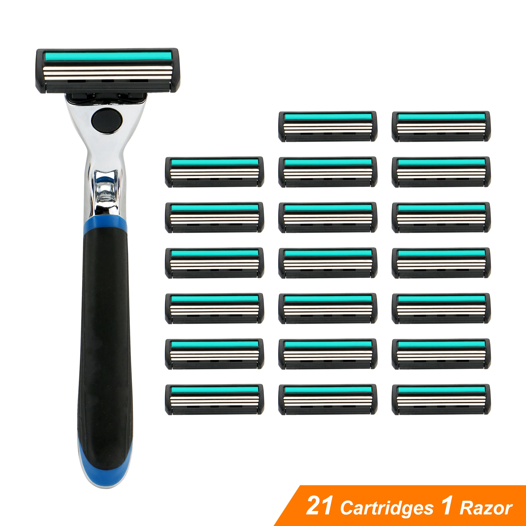 Men System Razor Triple Blade Razor Metal Handle Stainless Steel Blade with Space Blade