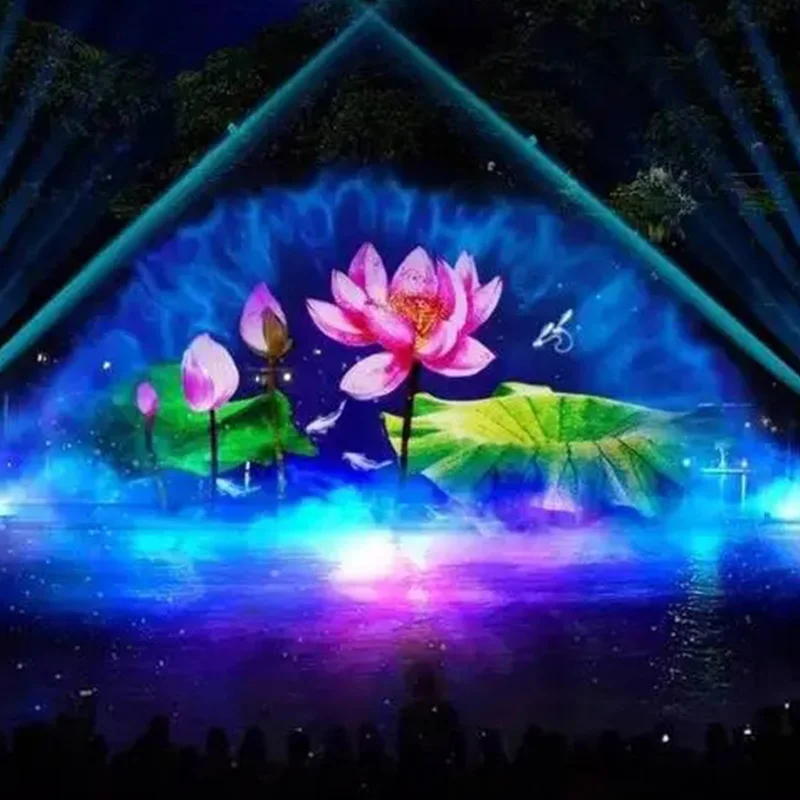 Made in China Custom water feature laser movie water curtain fountain with colorful led light show