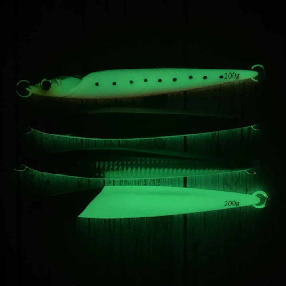 Wholesale Lead Fish Baits 150g 200g Metal Jig Luminous Fishing Hard Slow Jig Lure Saltwater Fast Jig Fish Bait