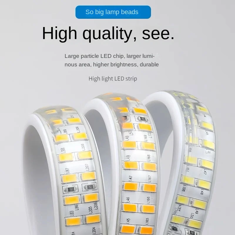 Led flexible strip light 220V SMD2835 double row 156LEDS/M led strip ed strip light/led light strip without Plug Waterproof