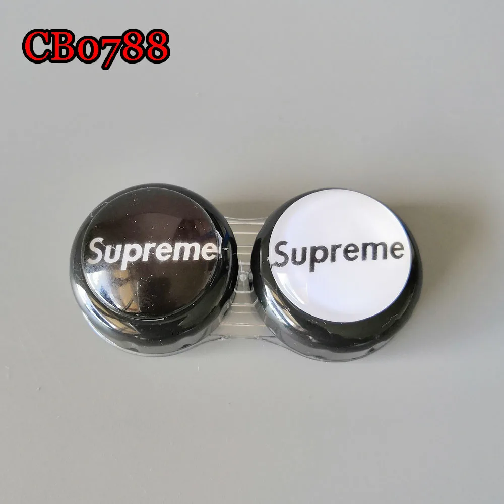 Популярный простой стеклянный чехол для контактных линз с надписью, маленький дорожный бокс CB0788