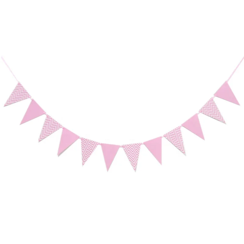 Rose Gold Baby Shower Decoration New Paper Bunting Banners Flags Kid Birthday Party Supplies