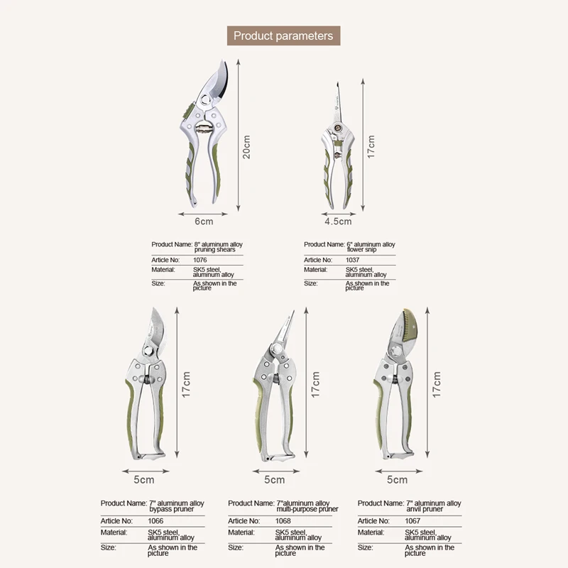 Hot Sale Garden Tree Cutting Tools Deluxe Anvil Bypass Pruners Fruit Snip Branch Scissors