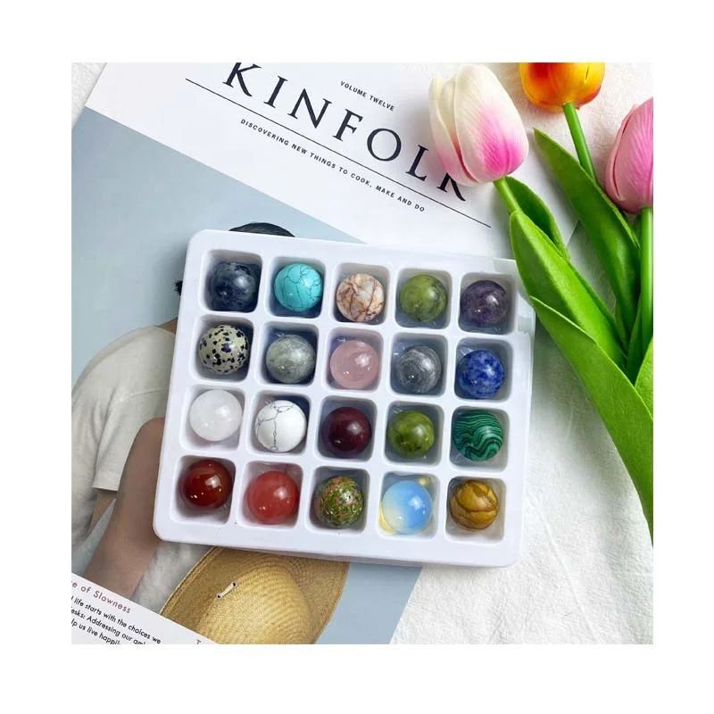 Полированный фэн-шуй 20 мм маленький натуральный хрустальный шар фиолетовый белый красный декор Подарочная коробка dongguan кристаллы драгоценный камень сфера