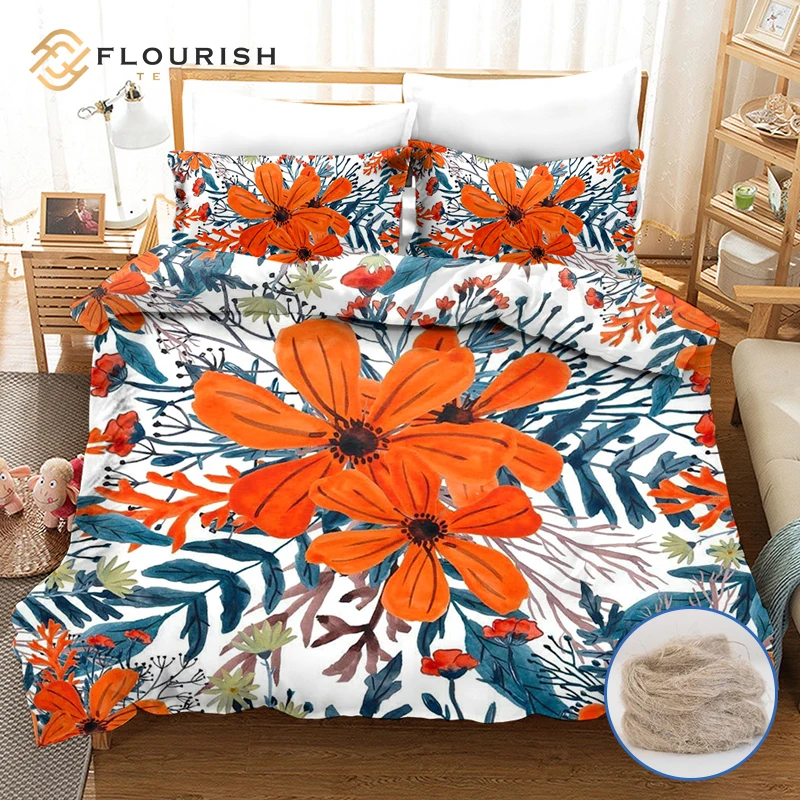 Flourish OEM ODM High Quality Solid Color King Size linen fabric bedding From China