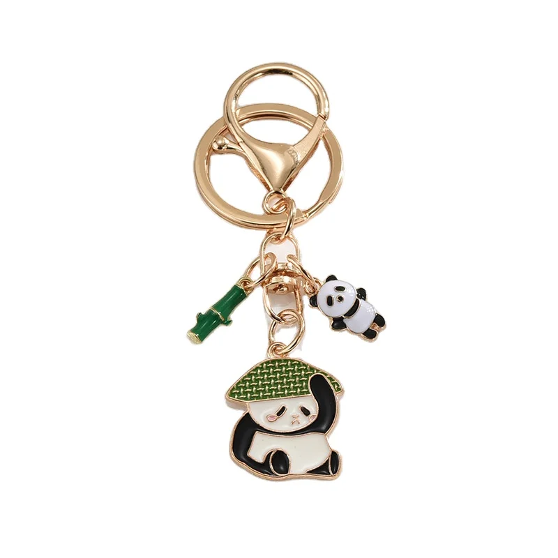 Panda cartoon personality creative color blocking keychain for men and women minimalist student backpacks