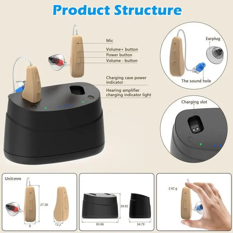 Professional Elderly Rechargeable Digital Hearing Aid Sound Amplifier Noise Reduction Adjustment Deafness