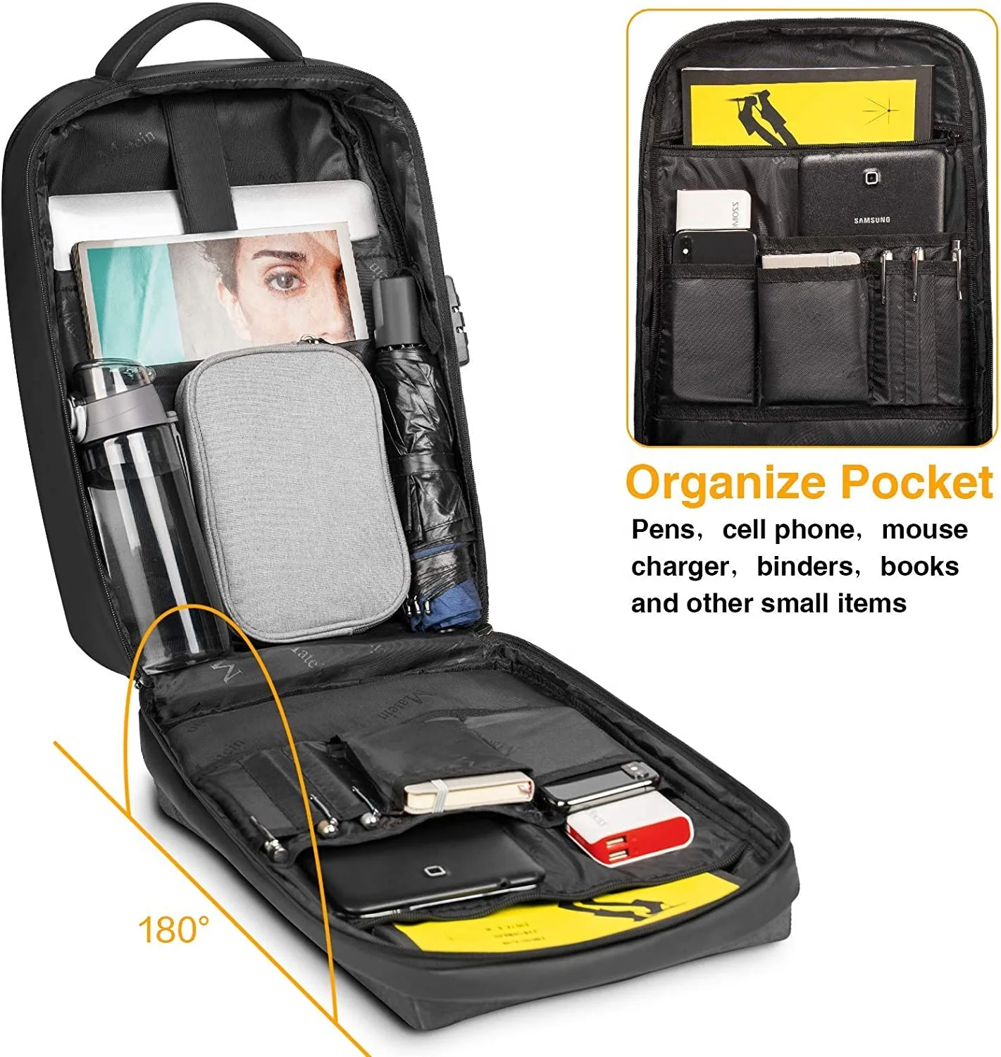 Made in China Wholesale Price Waterproof Expandable Business Computer Backpack with USB Charging Port and Lock for Men Women