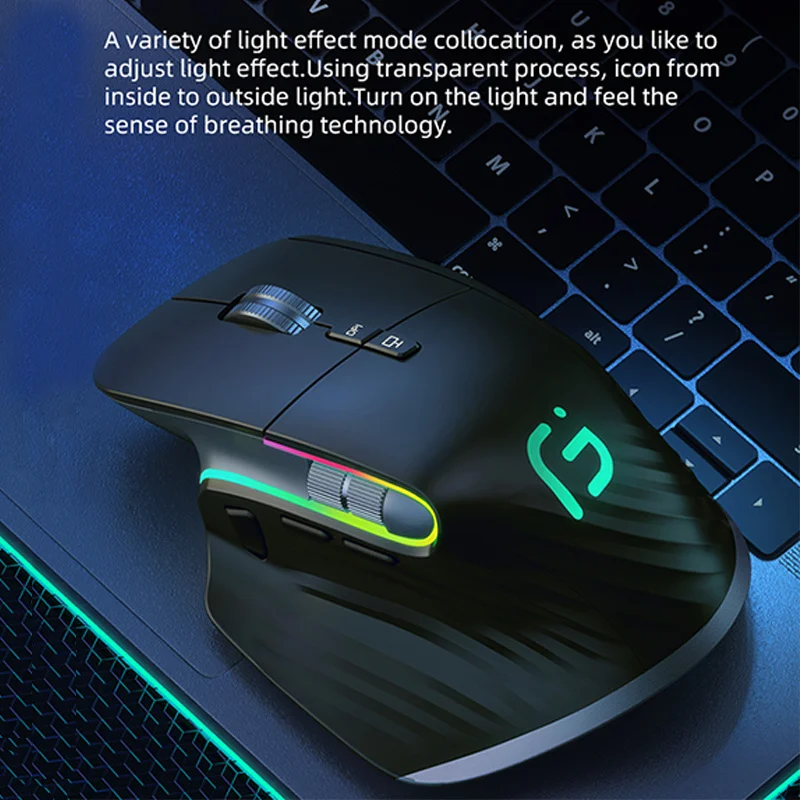 Jelly Comb Blue-tooth 2.4G Wireless Mouse RGB Gaming Mouse for Gamer 4000DPI Rechargeable Programming Ergonomic Mice Slient