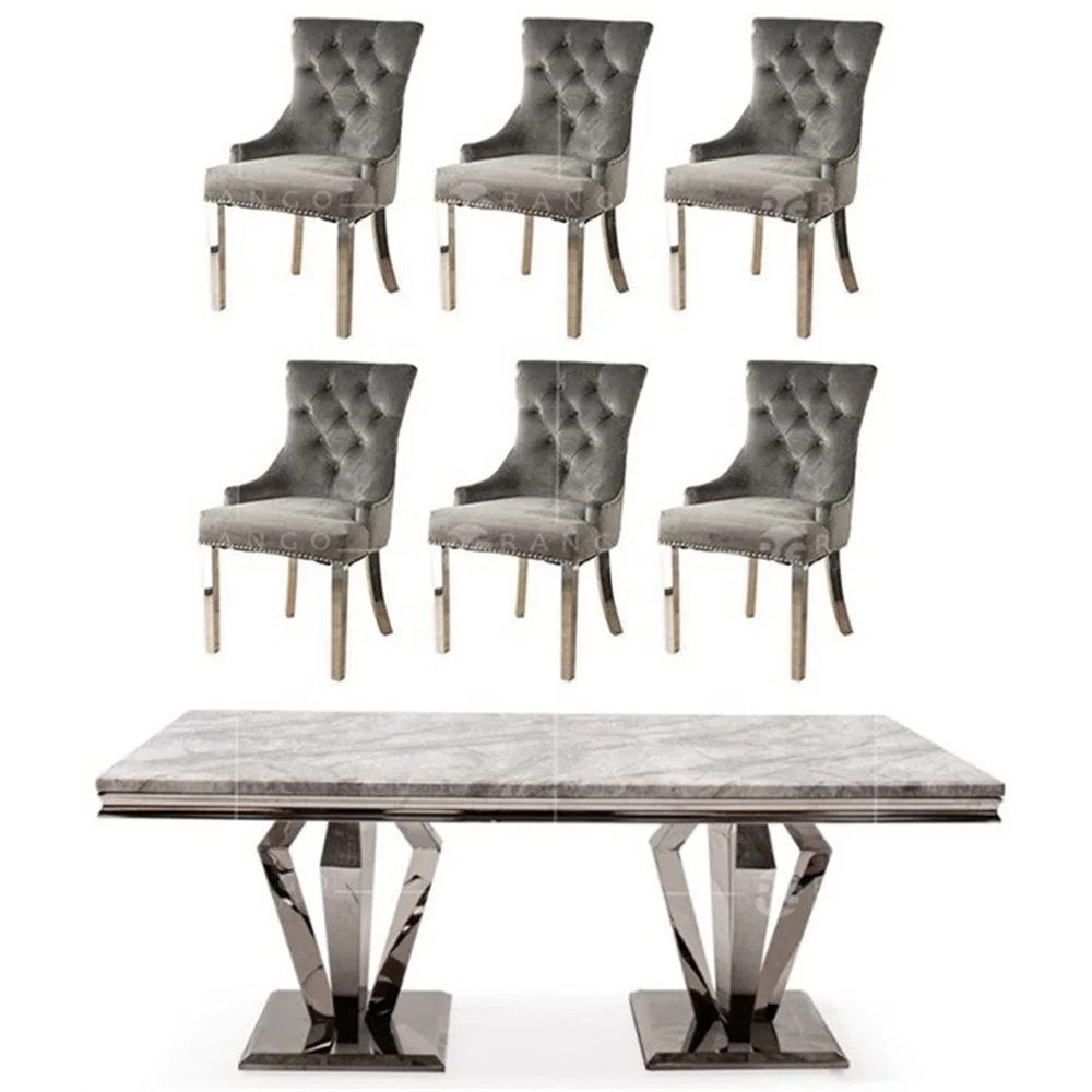 Luxury UK style dining table sets with 6 dinning chairs dining room set