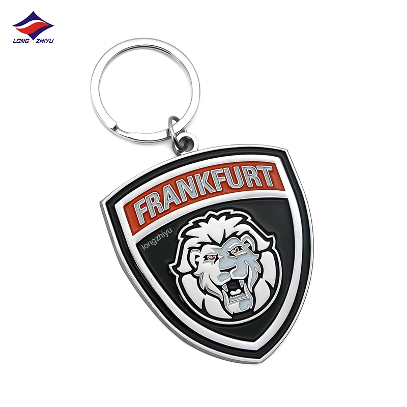 Shenzhen Longzhiyu 17 years Manufacturer custom epoxy dome badminton keychain company team logo keychains for promotion
