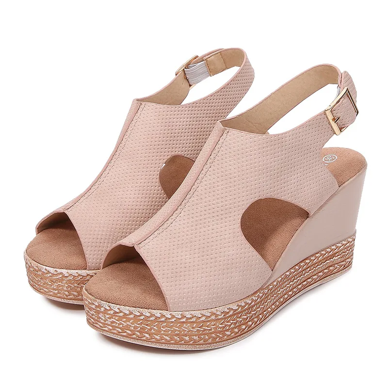 W0019 Hotsale high heeled USA European Africa summer shoe lady girl sandal wedges beach platform fashion sandal for woman