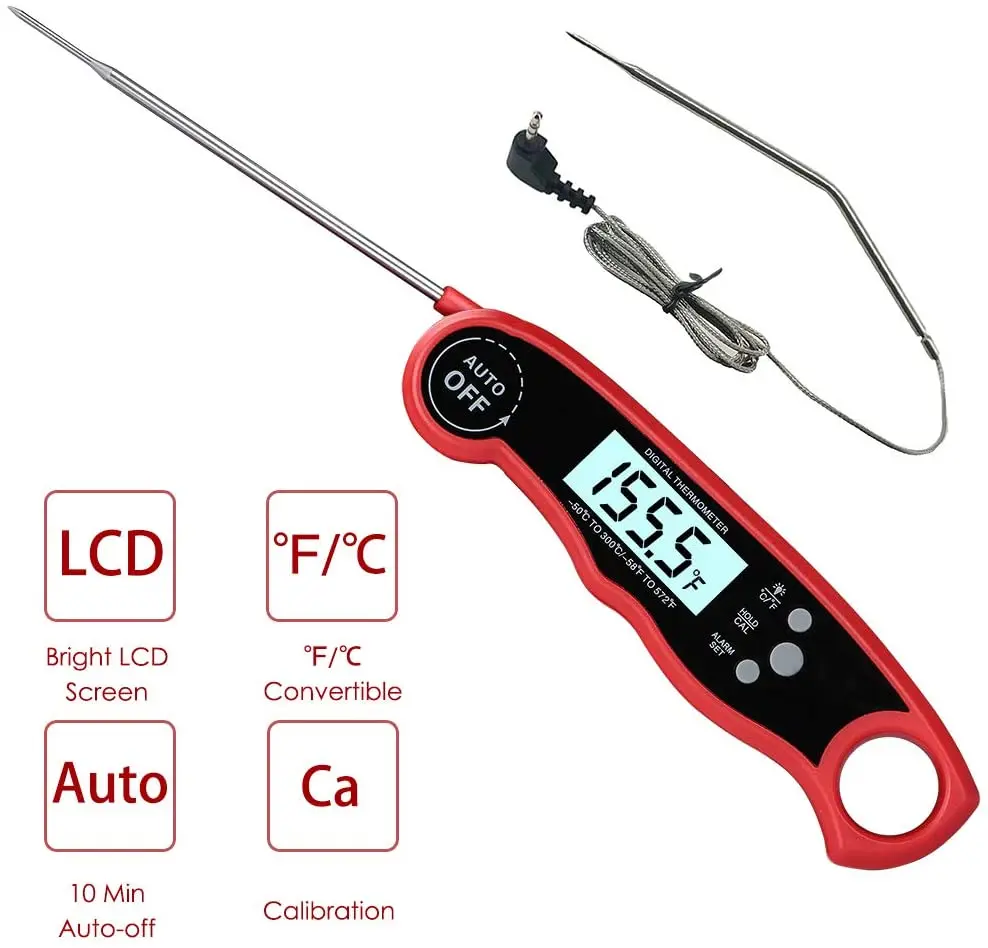 2 in 1 Dual Probe Digital Cooking Thermometer with Magnet for Beef Turkey Bread Meat Kitchen Oven Thermometer