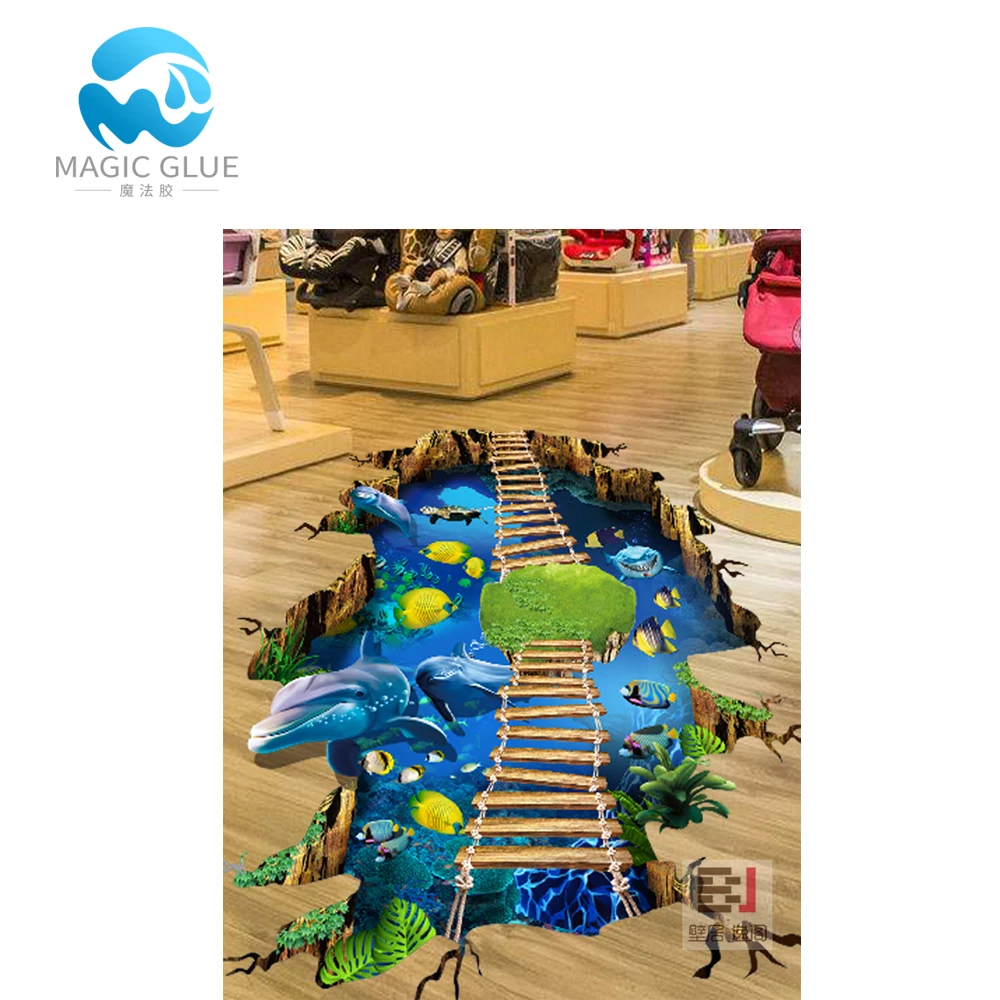 Custom Print High Quality 3D Paper Sticker Self-leveling AB Epoxy Paint for Floor Adhesive