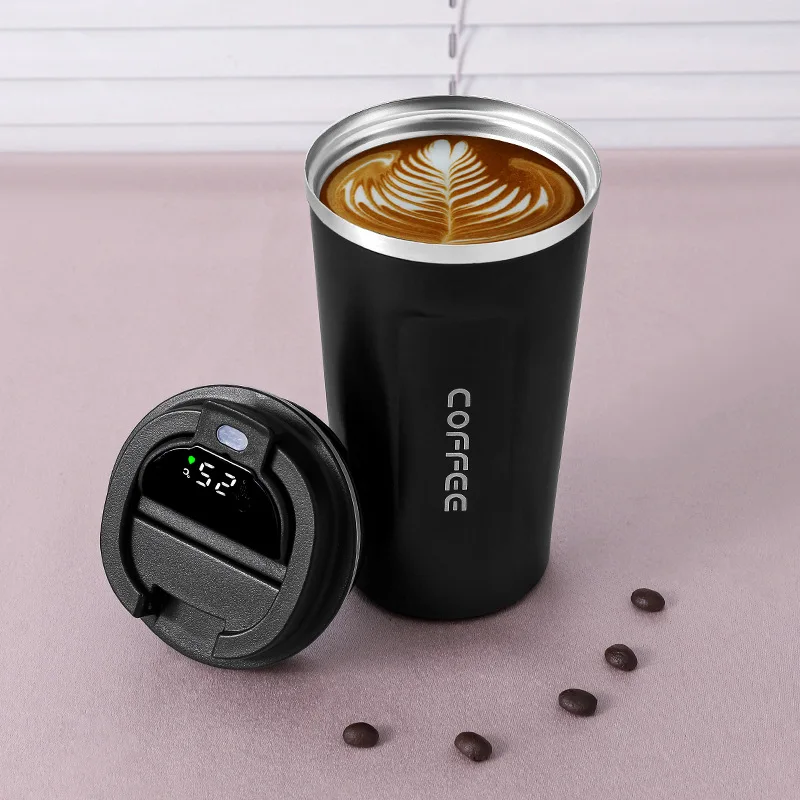 13oz/17oz Portable Intelligent temperature measurement Stainless coffee cup Double-layer vacuum insulation Car mug