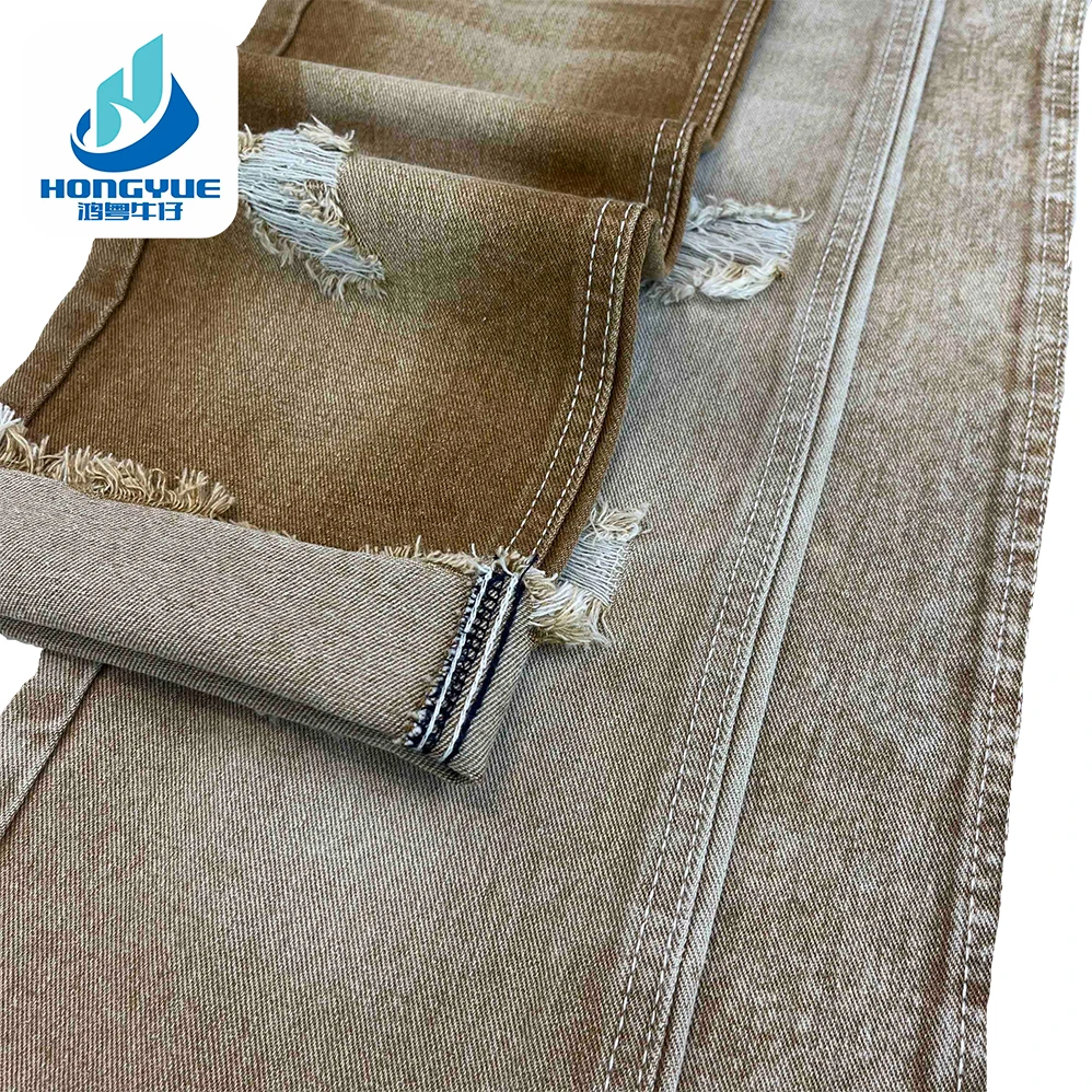 Khaki Coloured Denim Fabric 100%Cotton Color Options For Jeans Men With Recycle Denim Material Fabric