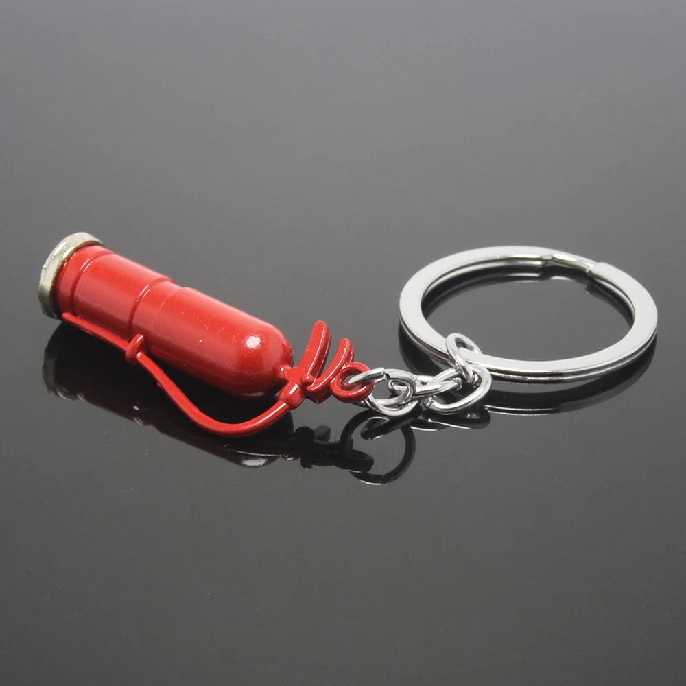 3D Mini Red Firefighters Key Chain Fire Gifts Keyring Safe Key Ring Holder Wholesale Metal Safelty Fire Extinguisher Keychain