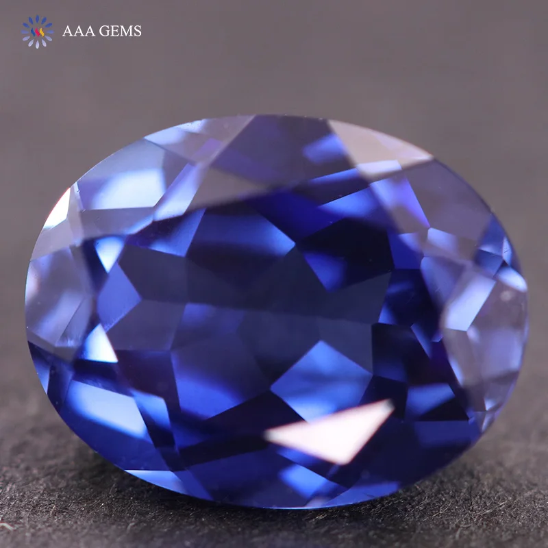 New Arrival Blue Loosestone Gems Synthetic Sapphire Price Per Carat Corundum Oval Shape Blue Sapphire