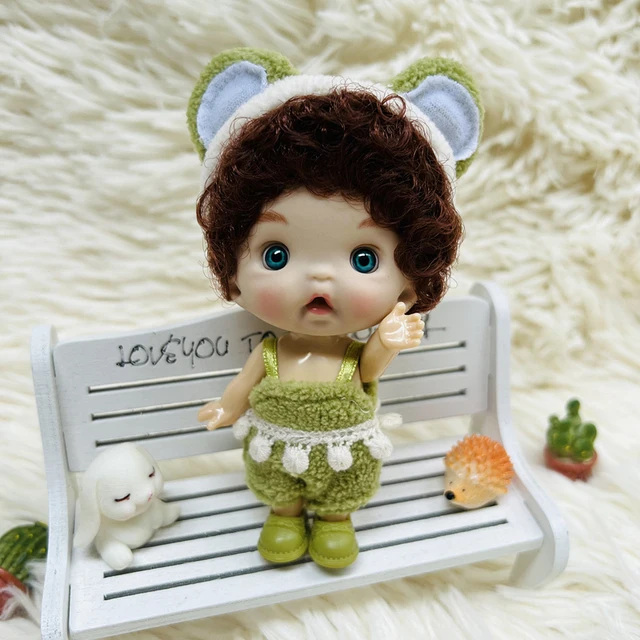 QY New Mini 1/12 Doll Cute Surprise Face Boy Girl OB11 Doll Blue Green Eyeballs with Clothes 10CM Dolls Toys Gift for Girls