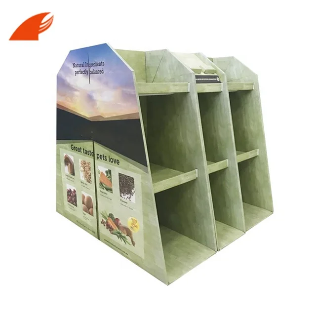 China Customized Pet Products Corrugated Cardboard Pallet Display With Plastic Hooks