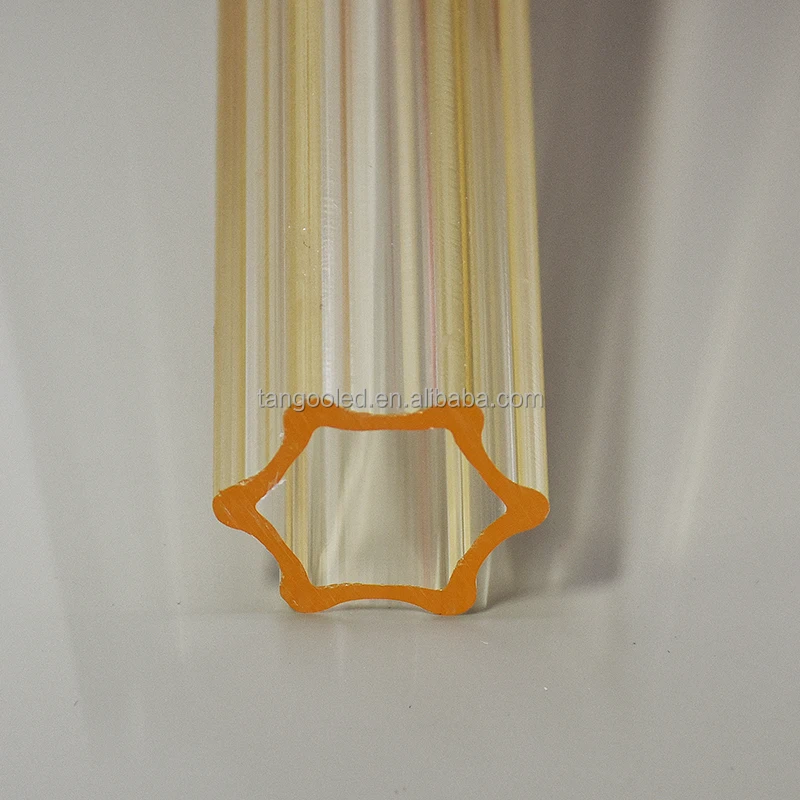 coloured acrylic tube polycarbonate tube plexiglass tube hexagonal plastic profile for led lighting
