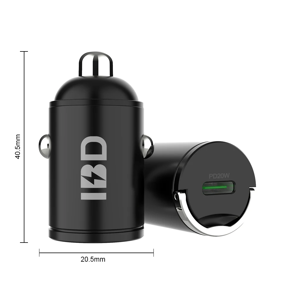 IBD professional manufacturer safety hammer mini hidden design single pd 20W aluminum alloy car charger with pull ring