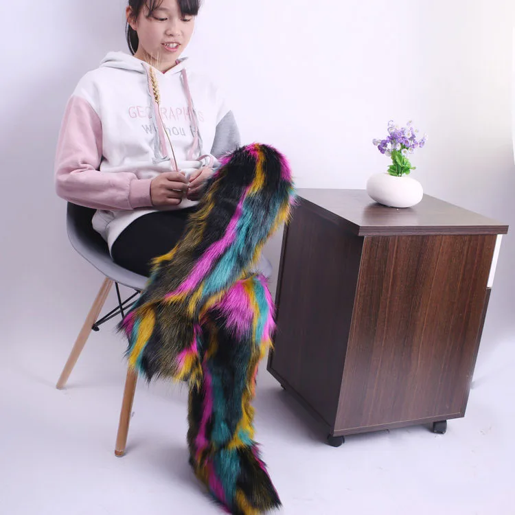 US 2020 hot sale wholesale winter high heels high end tall fuax fur boots