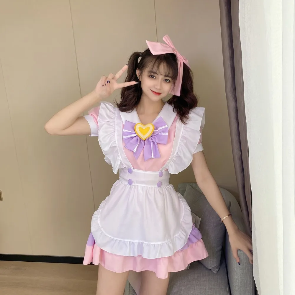 Women Maid Outfit Sweet Gothic Lolita Dresses Anime Cosplay Costume Apron Dress Uniforms Plus Size Halloween Costumes