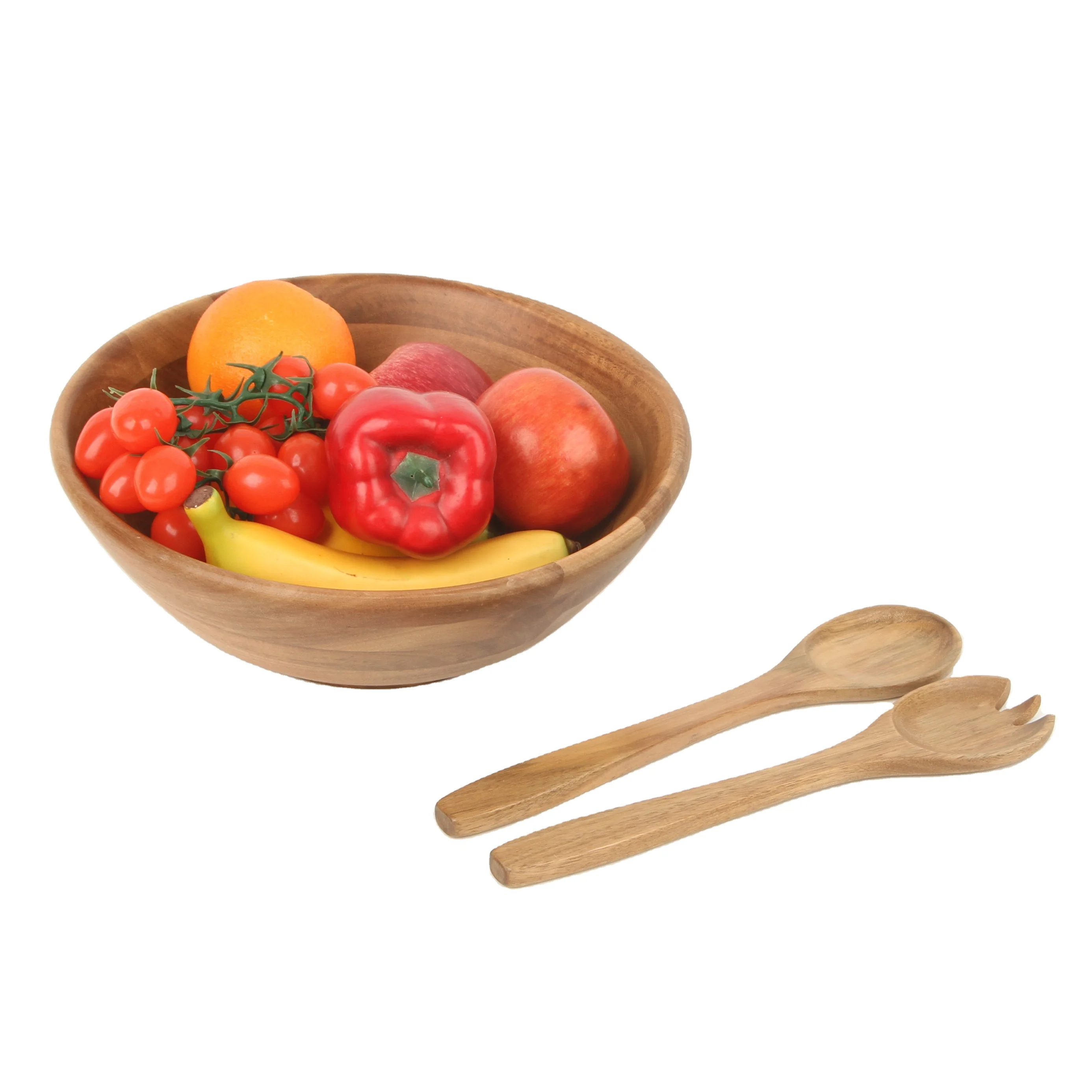 12 inch Acacia Wood Salad Serving Bowl, Wood fruit bowl