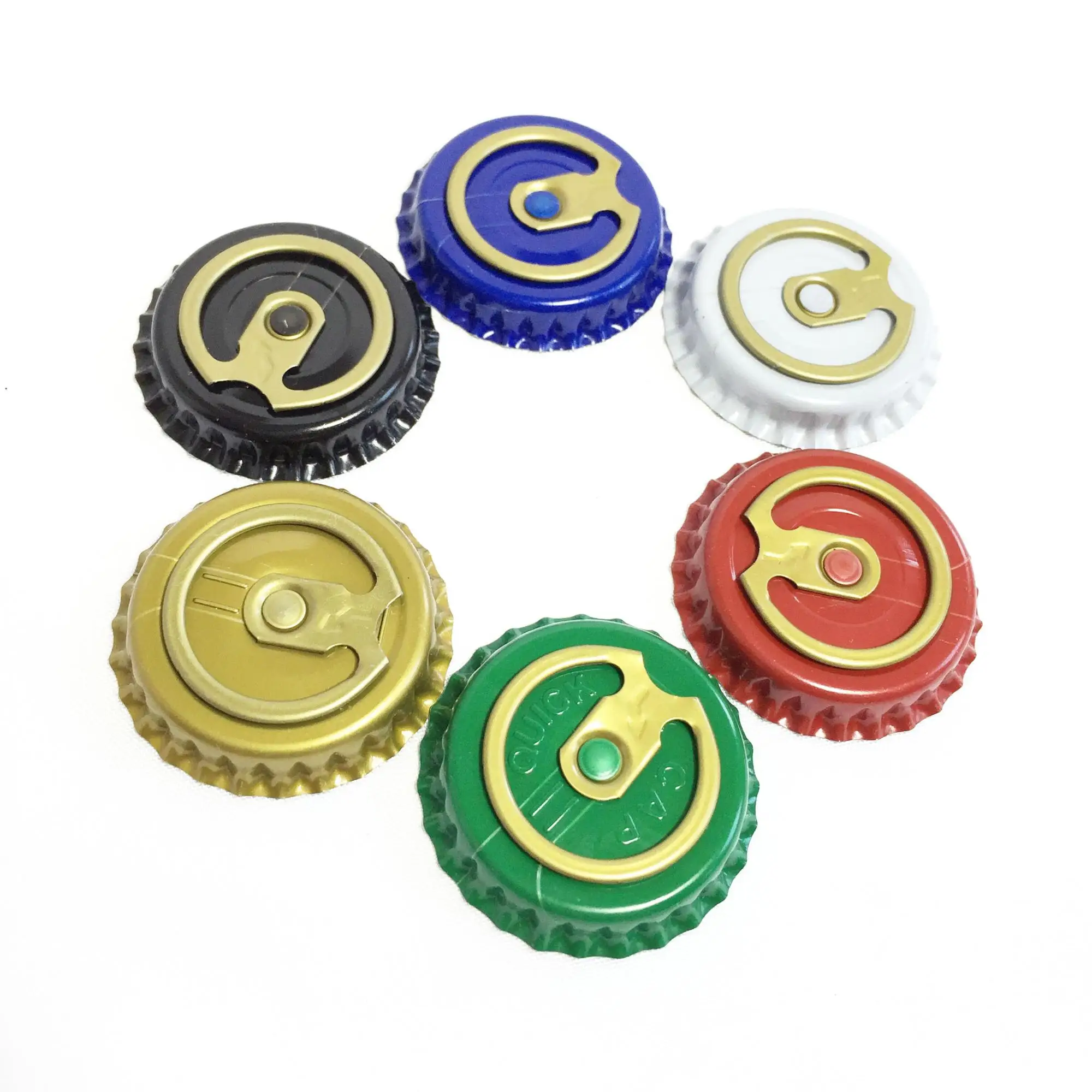 Custom Logo Tinplate Ring Pull Crown Cap 26mm Easy Open Crown Cap for Beer Wine Bottles