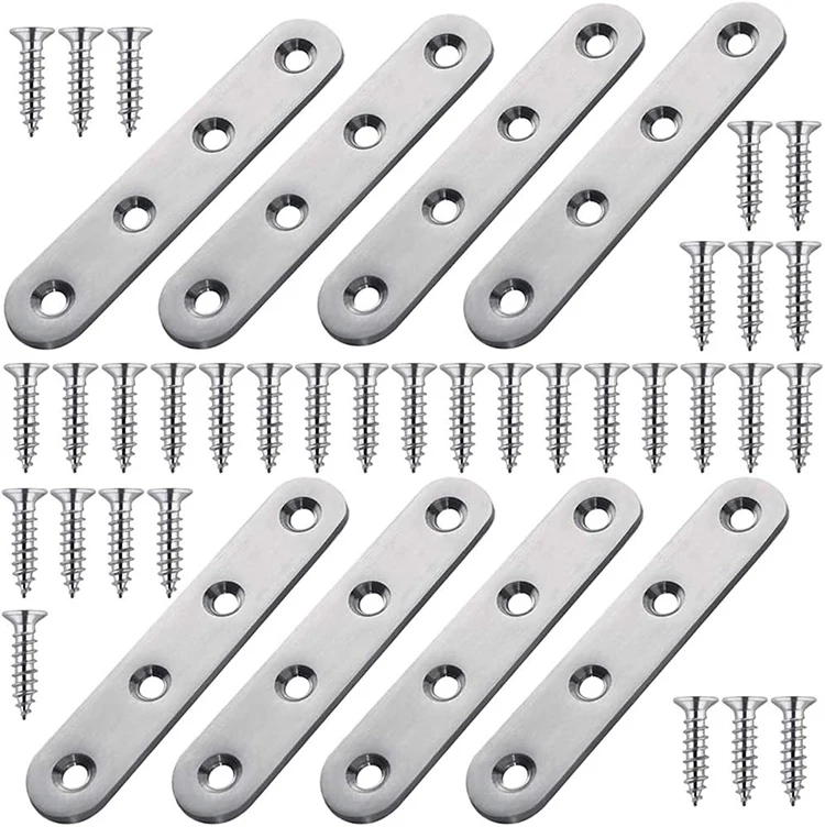 Flat Straight Brace Brackets Mending Plates Repair Fixing Brackets Heavy Duty Straight Repair Joining Plates with Screws
