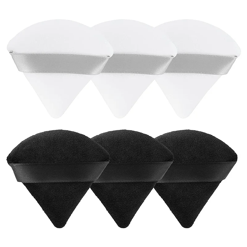Triangle Cosmetic Makeup Black White Cotton Sponge Powder Puff Set With Custom Logo Powder Puff Triangle