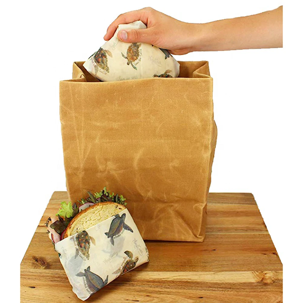 Durable Reusable Insulated Cooler Work Collapsable Picnic  Waxed Canvas Lunch Bag