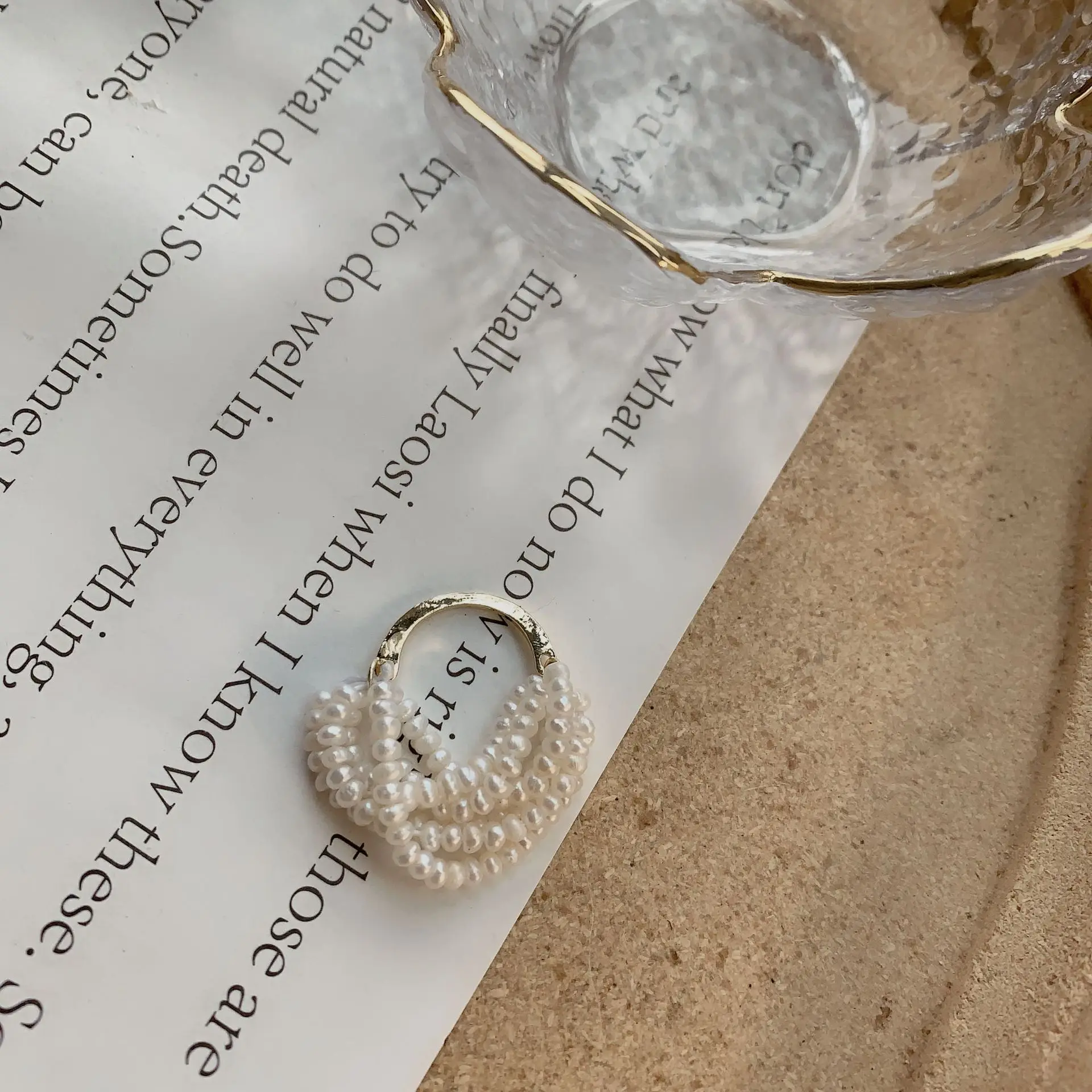 high quality women female personalized minimalist real seed beads baroque pearl ring gold multi layer layered pearl ring