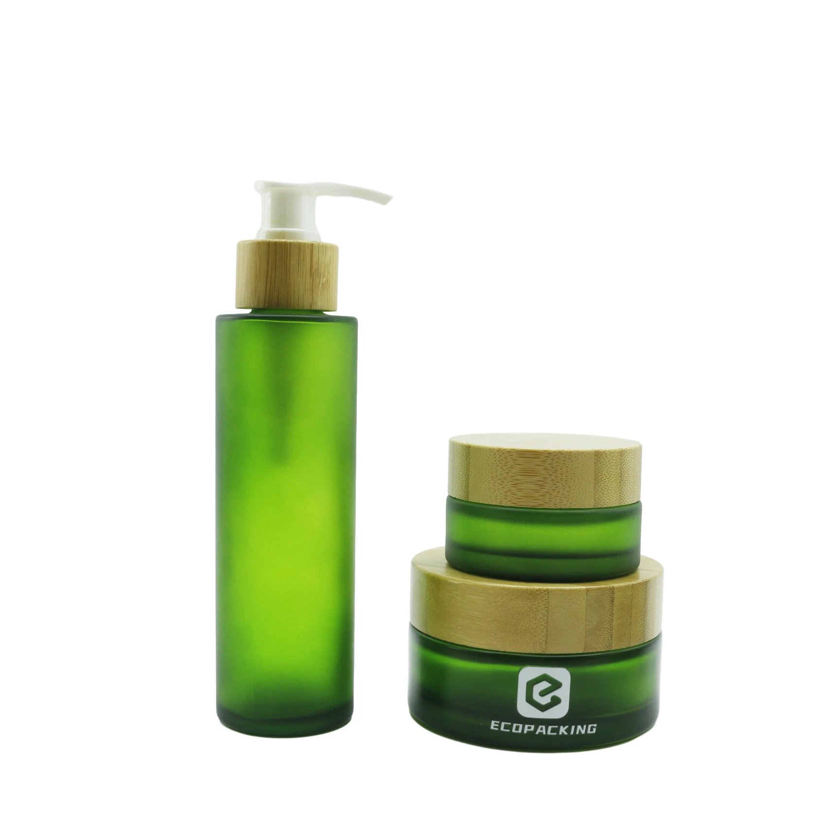 Frosted Green 30ml 50ml 60ml 100ml 150ml Cosmetic Packaging Face Body Serum Foundation Glass Lotion Pump Bottle