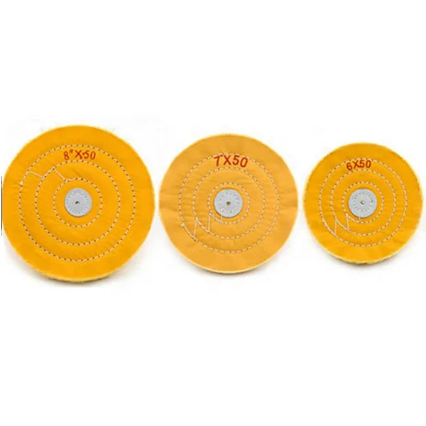 Yellow Cotton Buffing Wheel 4/5/6 inch 12/50 ply 55 Ply Cloth Cotton Buffing Polishing Wheel for Bench Grinder