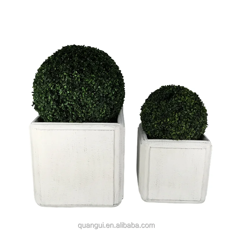 Cheap Square Shape  Flower Pot with Plastic Original fiber clay Green OEM Style VASE FLOOR Planters