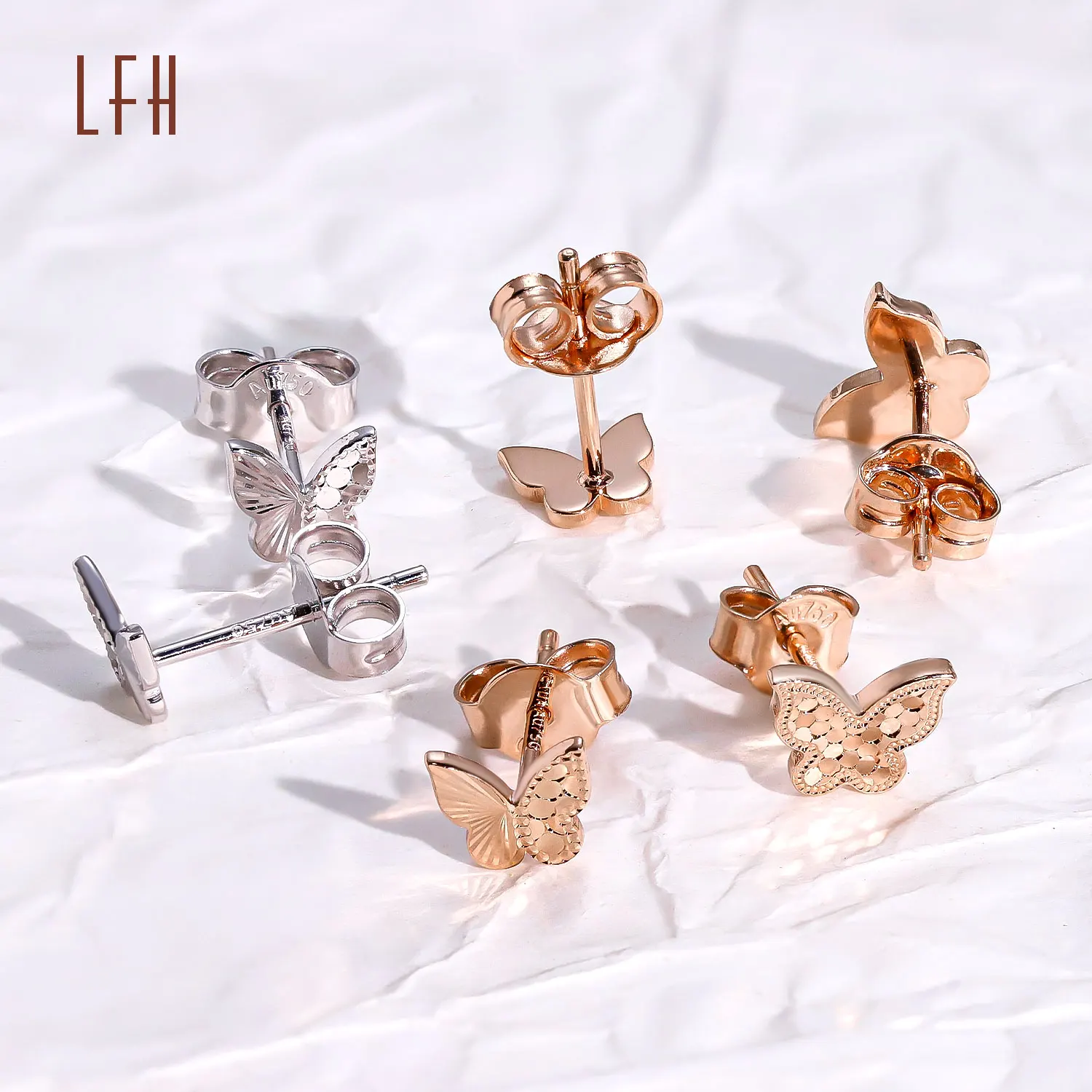 Wholesale Butterfly Stud Earrings Butterfly Earrings Au750 Gold 18k Real Oro 18k Original Saudi Gold Jewelry Pawnable 18k