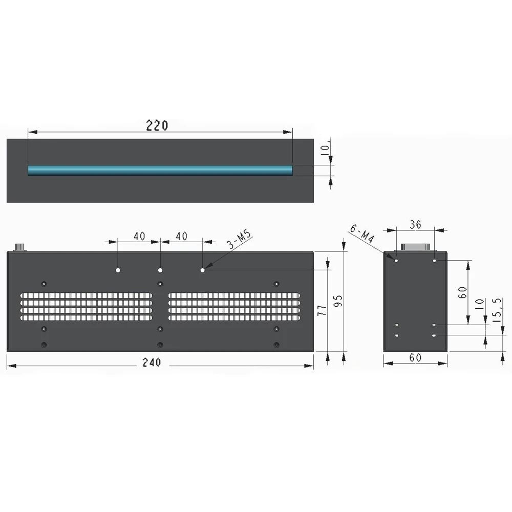 200*10mm UV LED Curing Machine by Air Cooling Fast curing with 365nm wavelength Line-type system