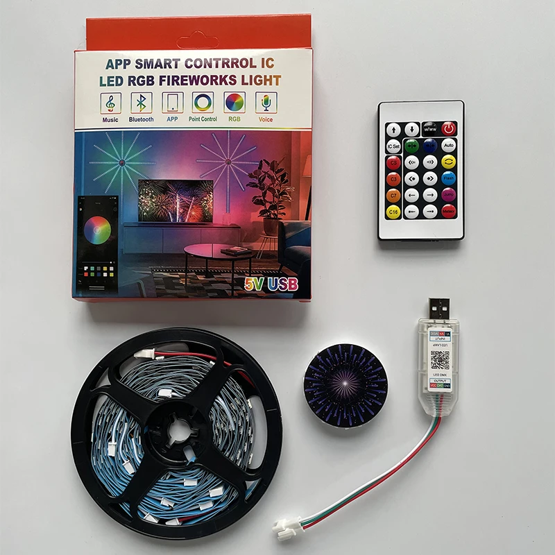 Рождественский 5050 WS2812B Чип RGB Волшебная Мечта Цвет 5 м Вспышка светодиодная лента фейерверк свет с музыкальным контроллером