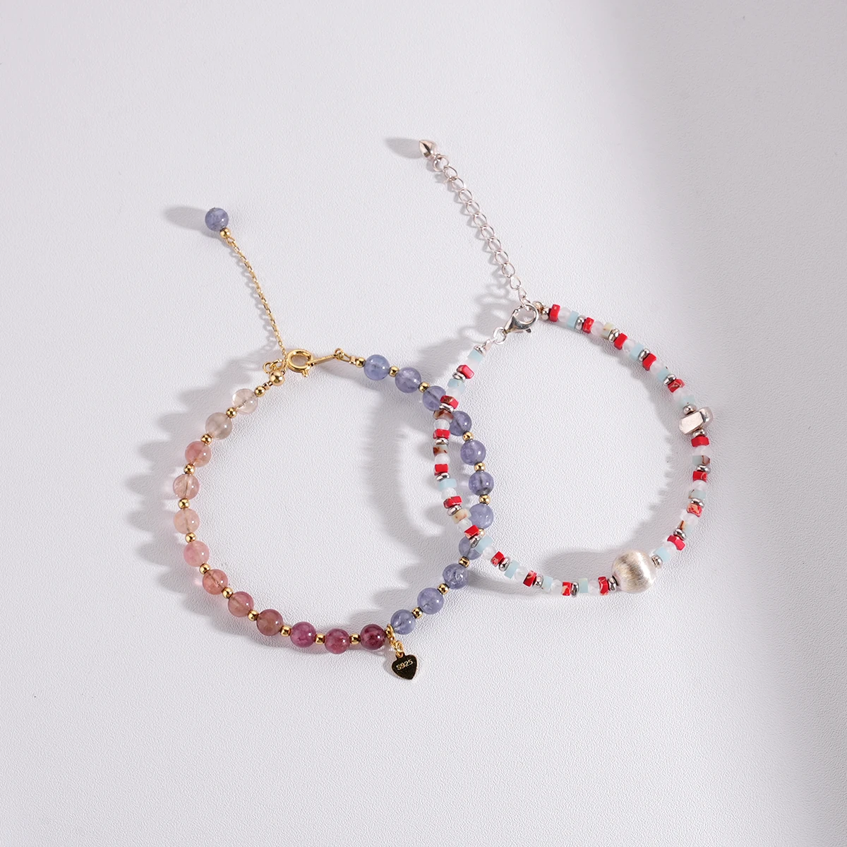 Multi-Color Natural Stone Beaded Necklaces Gold Plated Charm Beads Accessories Bracelets Women Fashion Jewelry Sets