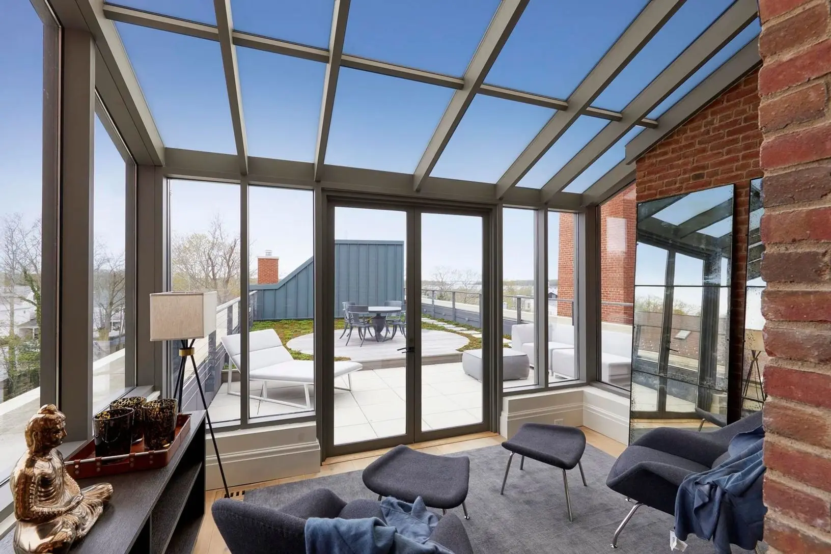 Luxury Modern Design Outdoor Aluminum Sun Room Waterproof Sliding Villa Patio Terrace Garden Greenhouses Triangle Flat Slant