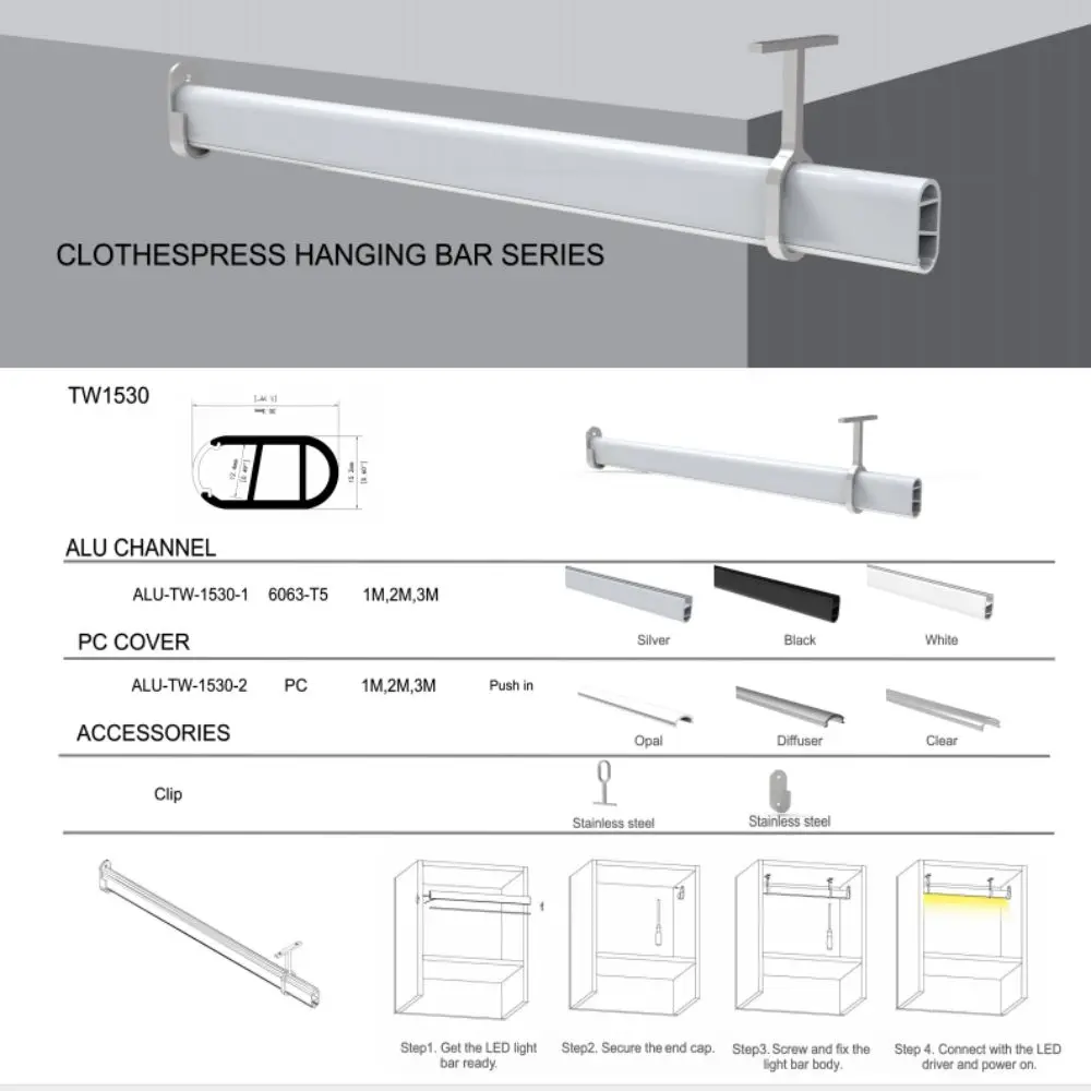 LED aluminium profile 15*30mm Custom length LED aluminum profile oval aluminum channel extrusion Cabinet Wardrobe led light