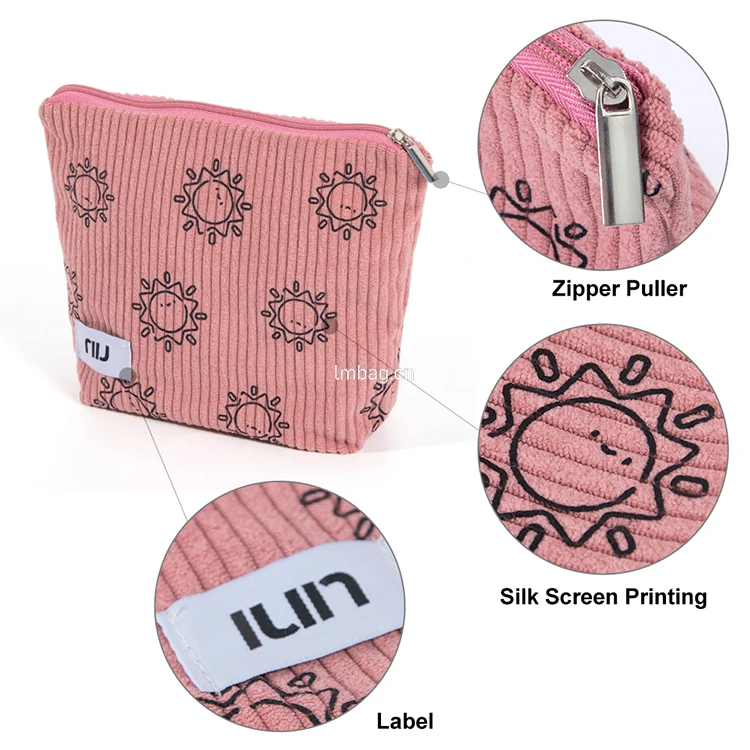 Personalized Toiletry Bag Teddy Corduroy Makeup Pouch With Logo