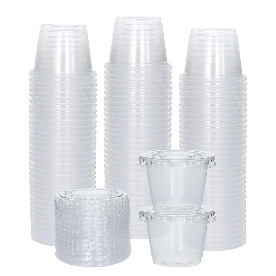 1 oz. Plastic Disposable Portion Cups with Lids, Souffle Cups