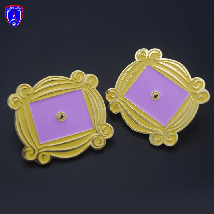 hot selling soft enamel yellow and purple colorful lapel pin heart shape lapel pin badge for kids decoration