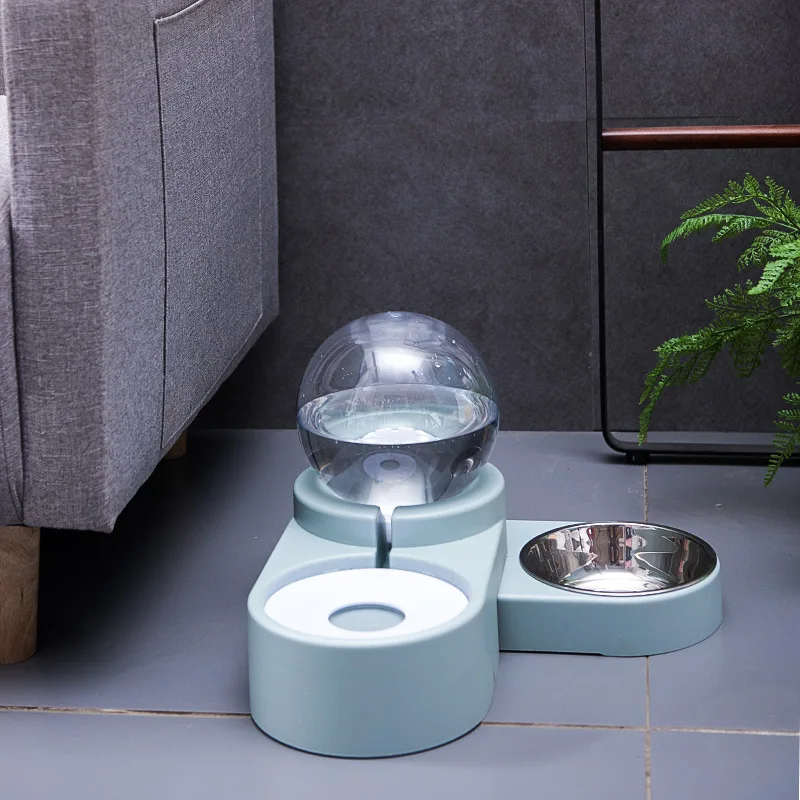 2in1 Pets Cat Dog Water and Food Bowl Set Feeding Bowl Automatic Water Dispenser Fountain Water Bowl